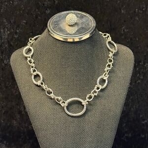 Michael Dawkins Sterling Silver Starry Night Oval Link Necklace 18"